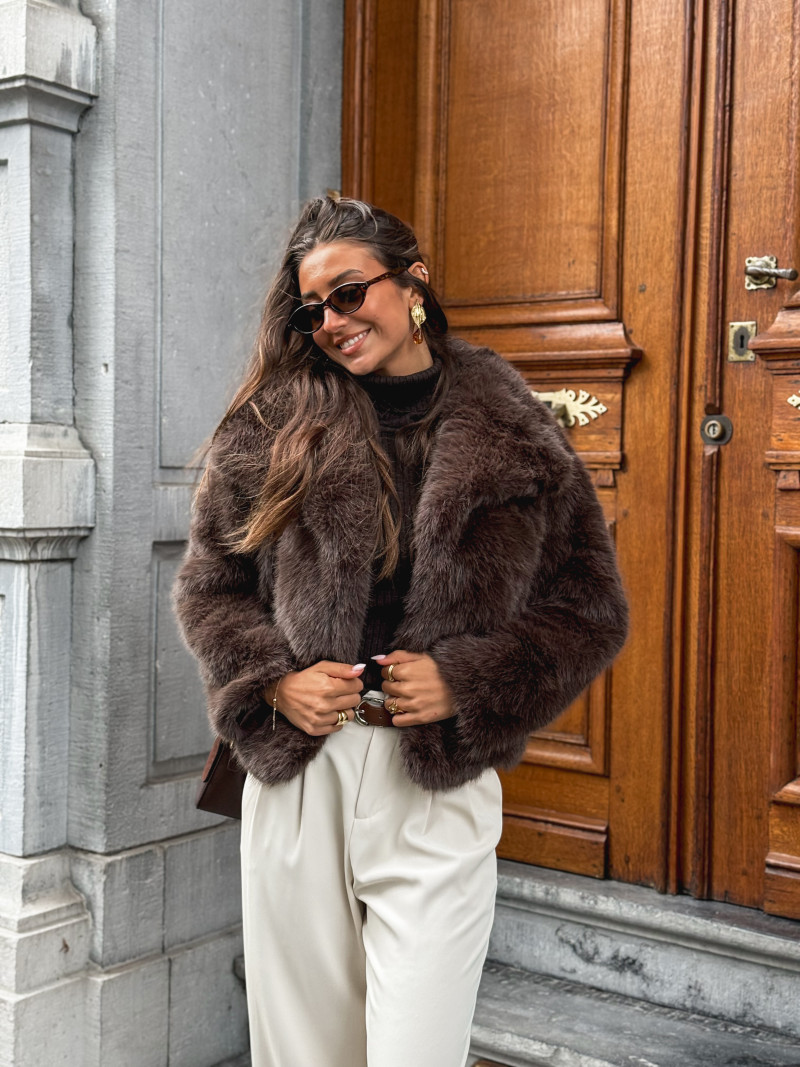 Veste en fausse fourrure Régina - Chocolat