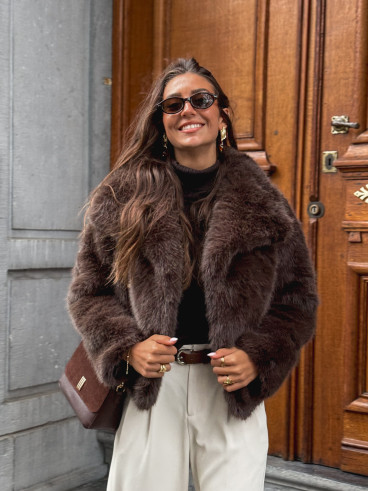 Veste en fausse fourrure Régina - Chocolat