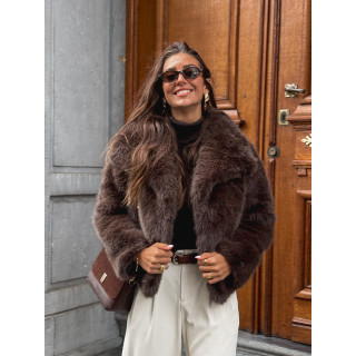 Veste en fausse fourrure Régina - Chocolat