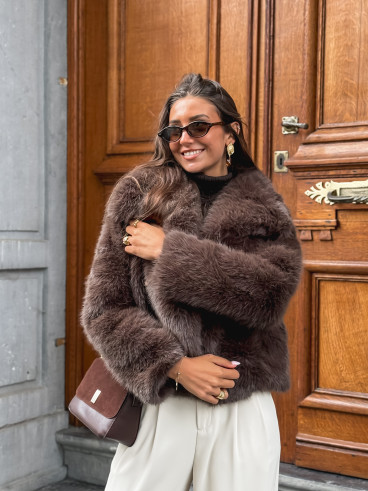 Veste en fausse fourrure Régina - Chocolat