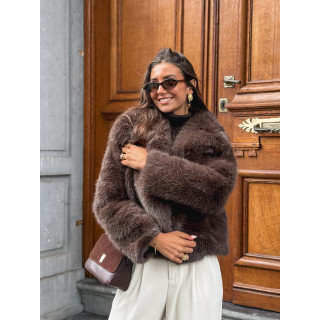 Veste en fausse fourrure Régina - Chocolat