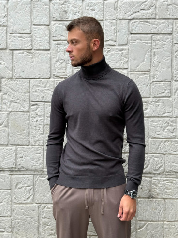 Pull col roulé Gaspard - Gris foncé