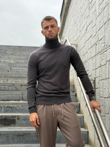 Pull col roulé Gaspard - Gris foncé