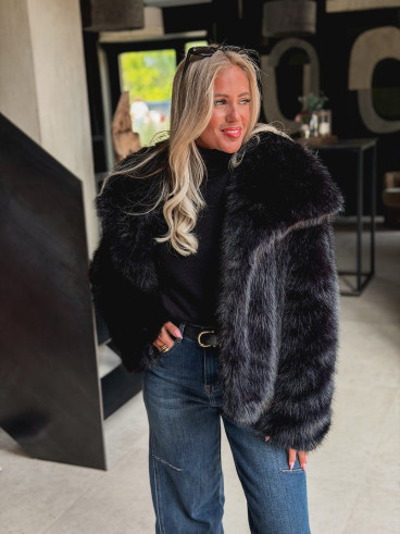 Veste en fausse fourrure Régina - Noir
