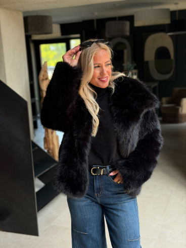 Veste en fausse fourrure Régina - Noir