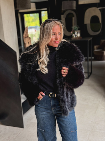 Veste en fausse fourrure Régina - Noir
