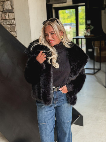 Veste en fausse fourrure Régina - Noir