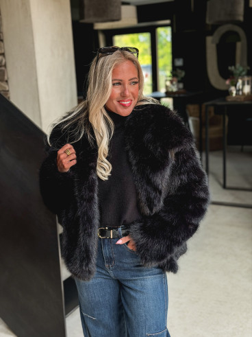 Veste en fausse fourrure Régina - Noir