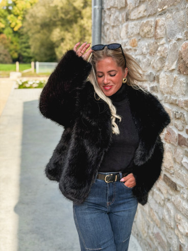 Veste en fausse fourrure Régina - Noir