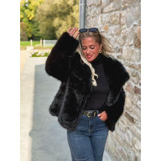 Veste en fausse fourrure Régina - Noir