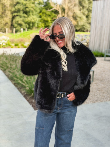 Veste en fausse fourrure Régina - Noir