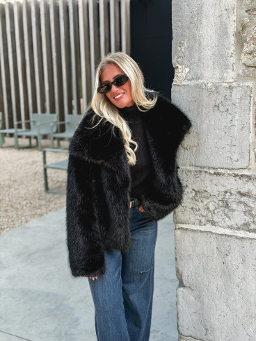 Veste en fausse fourrure Régina - Noir