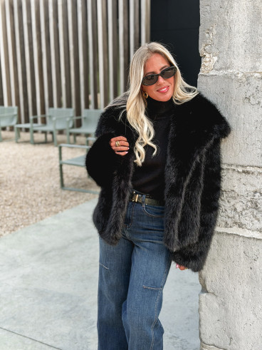 Veste en fausse fourrure Régina - Noir