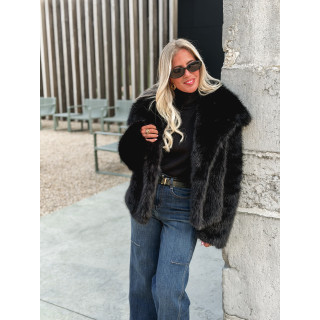 Veste en fausse fourrure Régina - Noir