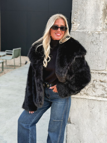 Veste en fausse fourrure Régina - Noir