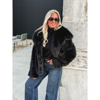 Veste en fausse fourrure Régina - Noir