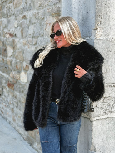 Veste en fausse fourrure Régina - Noir