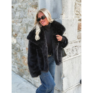 Veste en fausse fourrure Régina - Noir