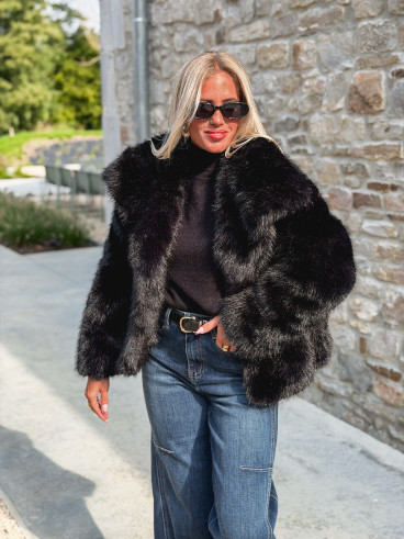 Veste en fausse fourrure Régina - Noir