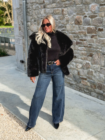 Veste en fausse fourrure Régina - Noir