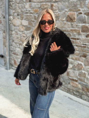 Veste en fausse fourrure Régina - Noir