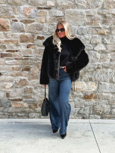 Veste en fausse fourrure Régina - Noir