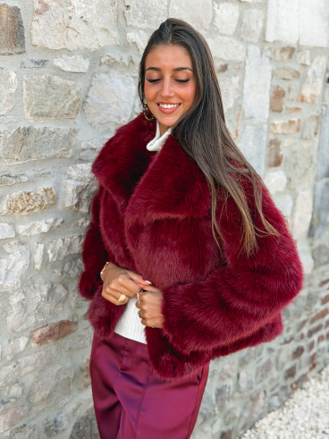 Veste en fausse fourrure Régina - Bordeaux