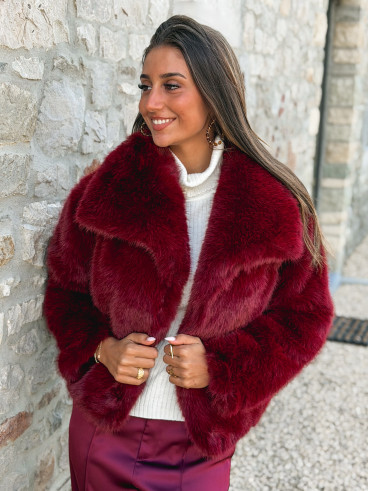 Veste en fausse fourrure Régina - Bordeaux