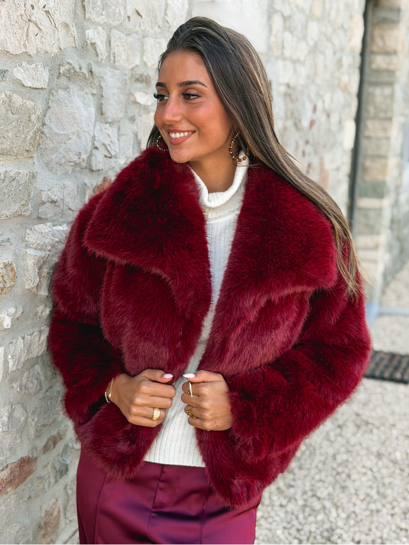 Veste en fausse fourrure Régina - Bordeaux