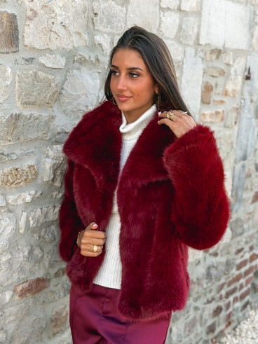 Veste en fausse fourrure Régina - Bordeaux
