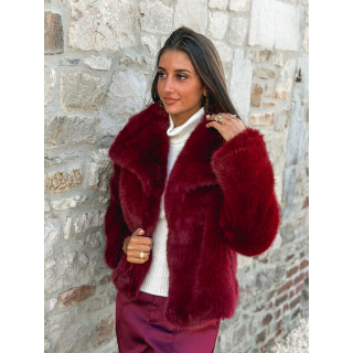 Veste en fausse fourrure Régina - Bordeaux