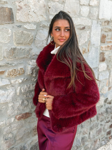 Veste en fausse fourrure Régina - Bordeaux