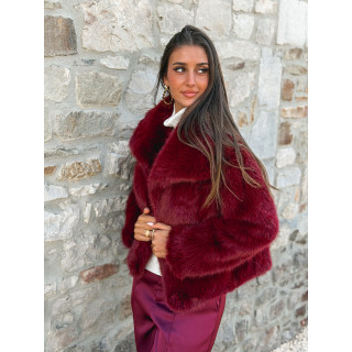 Veste en fausse fourrure Régina - Bordeaux
