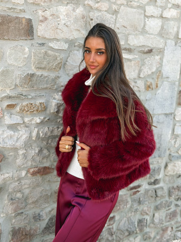 Veste en fausse fourrure Régina - Bordeaux