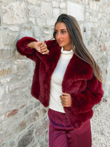 Veste en fausse fourrure Régina - Bordeaux
