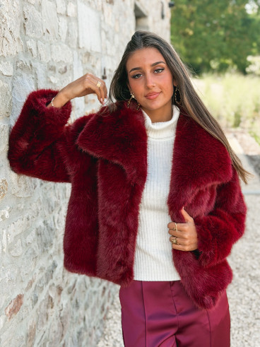 Veste en fausse fourrure Régina - Bordeaux