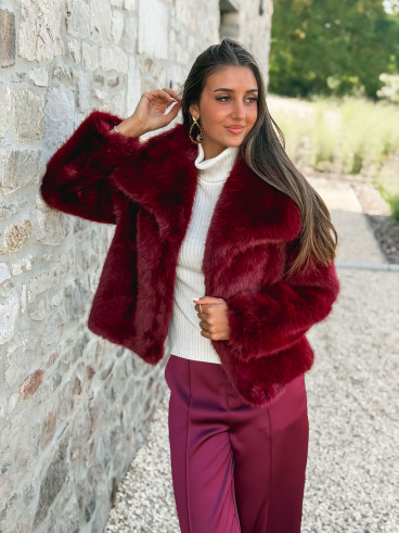 Veste en fausse fourrure Régina - Bordeaux