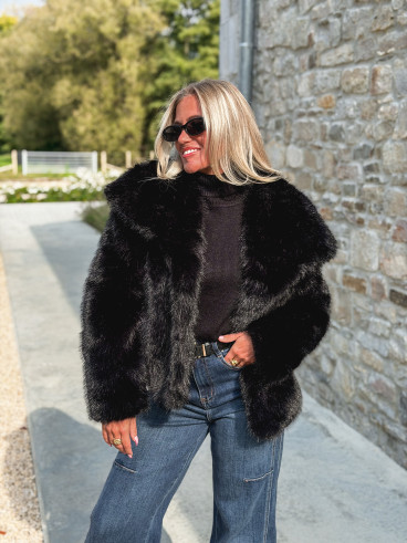 Veste en fausse fourrure Régina - Noir