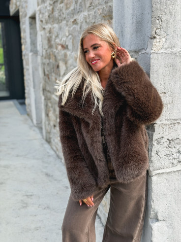 Veste en fausse fourrure Régina - Chocolat