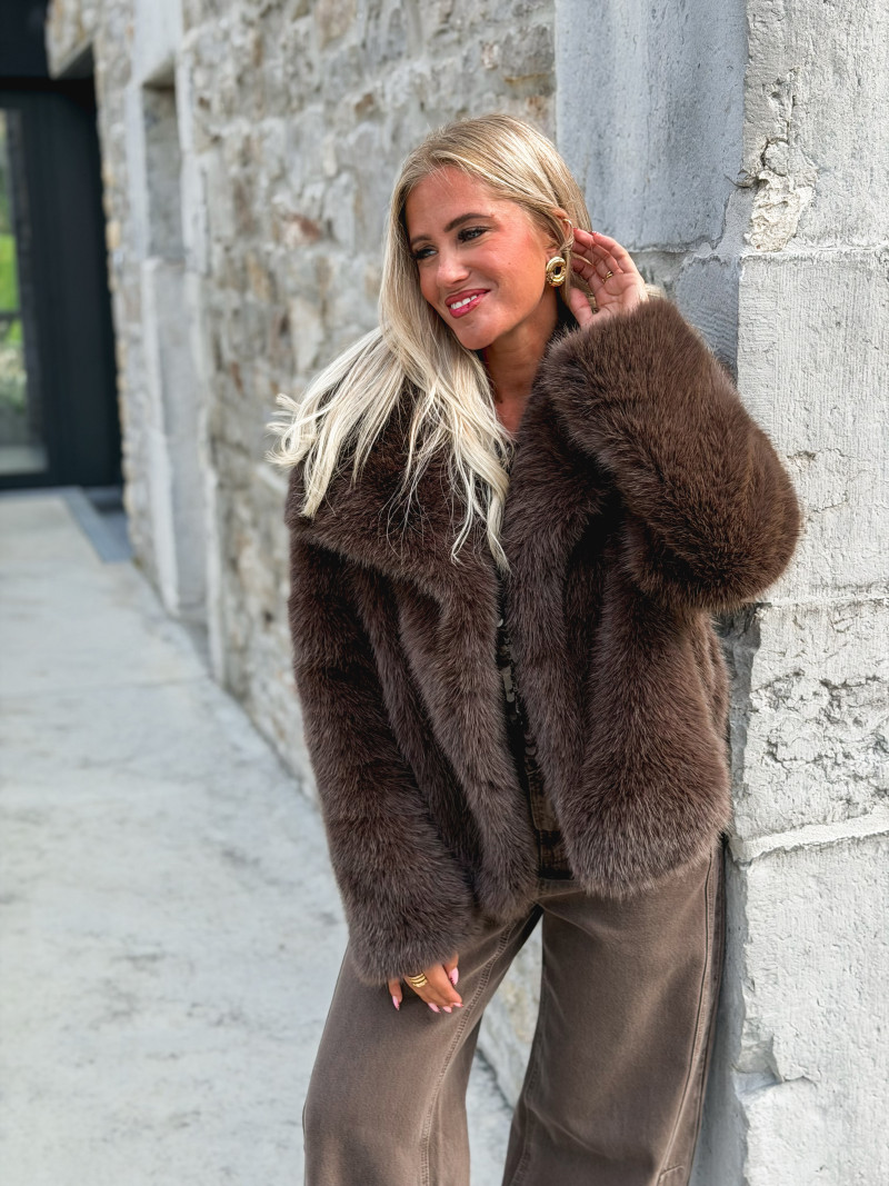 Veste en fausse fourrure Régina - Chocolat