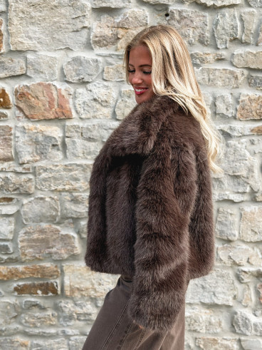 Veste en fausse fourrure Régina - Chocolat