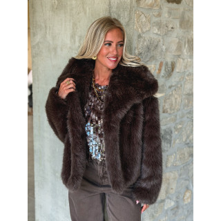 Veste en fausse fourrure Régina - Chocolat