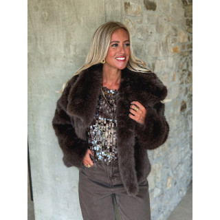 Veste en fausse fourrure Régina - Chocolat