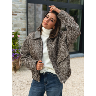 Veste à motifs Carolle - Chocolat/Blanc