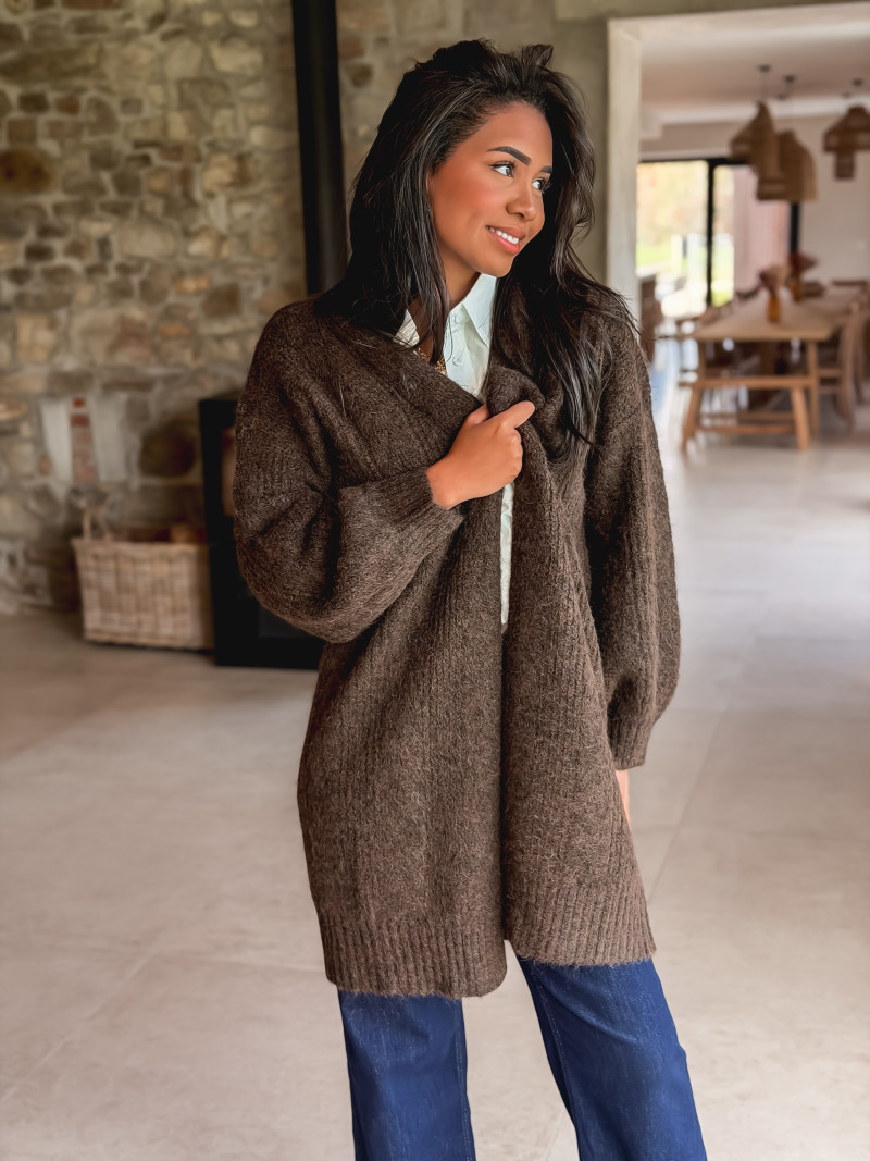 Gilet long Elinna - Chocolat