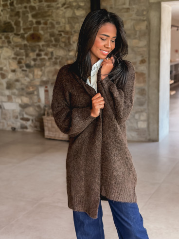 Gilet long Elinna - Chocolat
