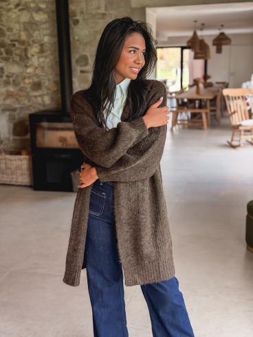 Gilet long Elinna - Chocolat