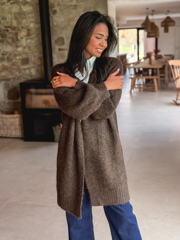 Gilet long Elinna - Chocolat