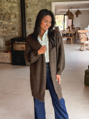 Gilet long Elinna - Chocolat