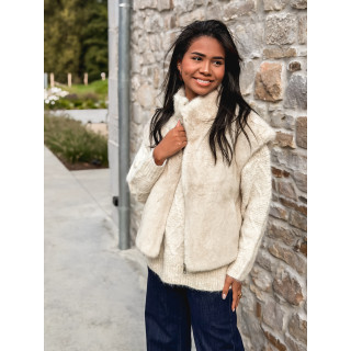 Veste en fourrure sans manches Samira - Beige